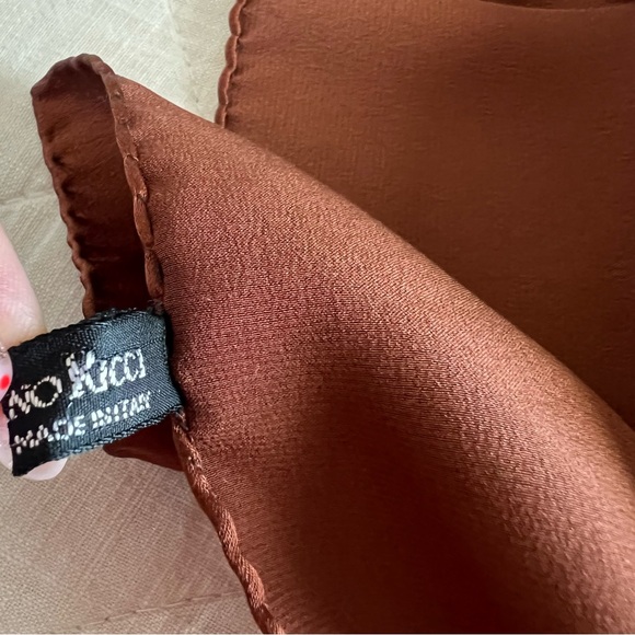 Vintage STEFANO RICCI Brown Silk Pocket Square 12”x12” - Picture 6 of 7